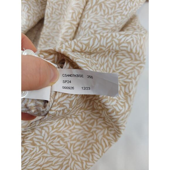 Michael Kors NWT Linen Blend Leaf Print Mens Button Up Shirt Beige XXL - Picture 7 of 8